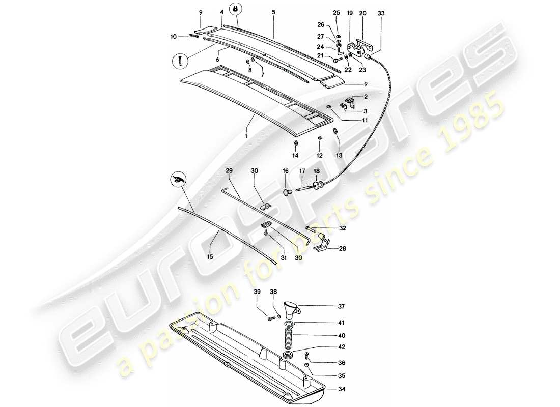 porsche 1973 (914) cover - engine compartment part diagram