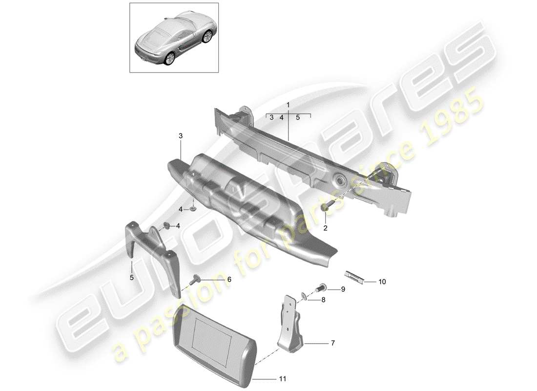 porsche 2016 (981 cayman) bumper carrier rear part diagram