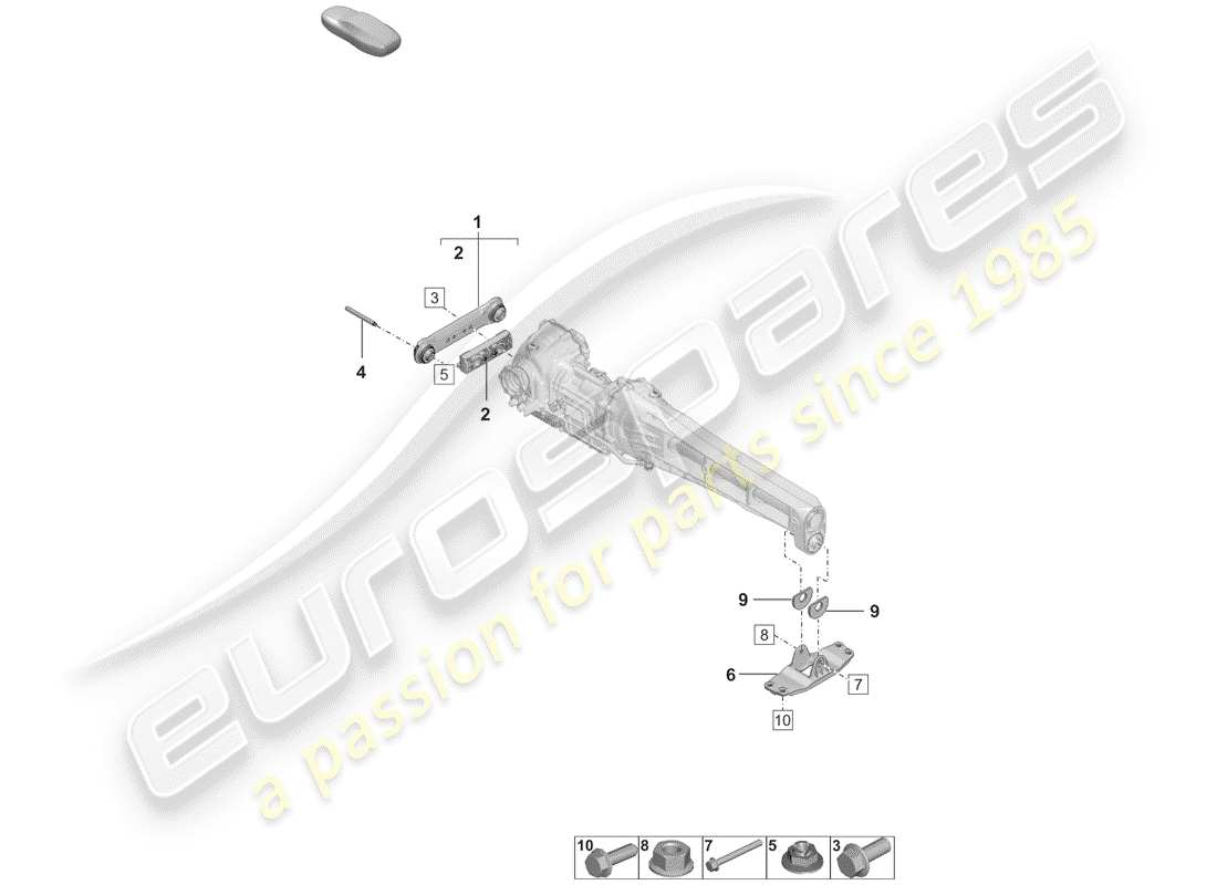 porsche 2020 (992-1) mounting parts for front axle differential parts diagram