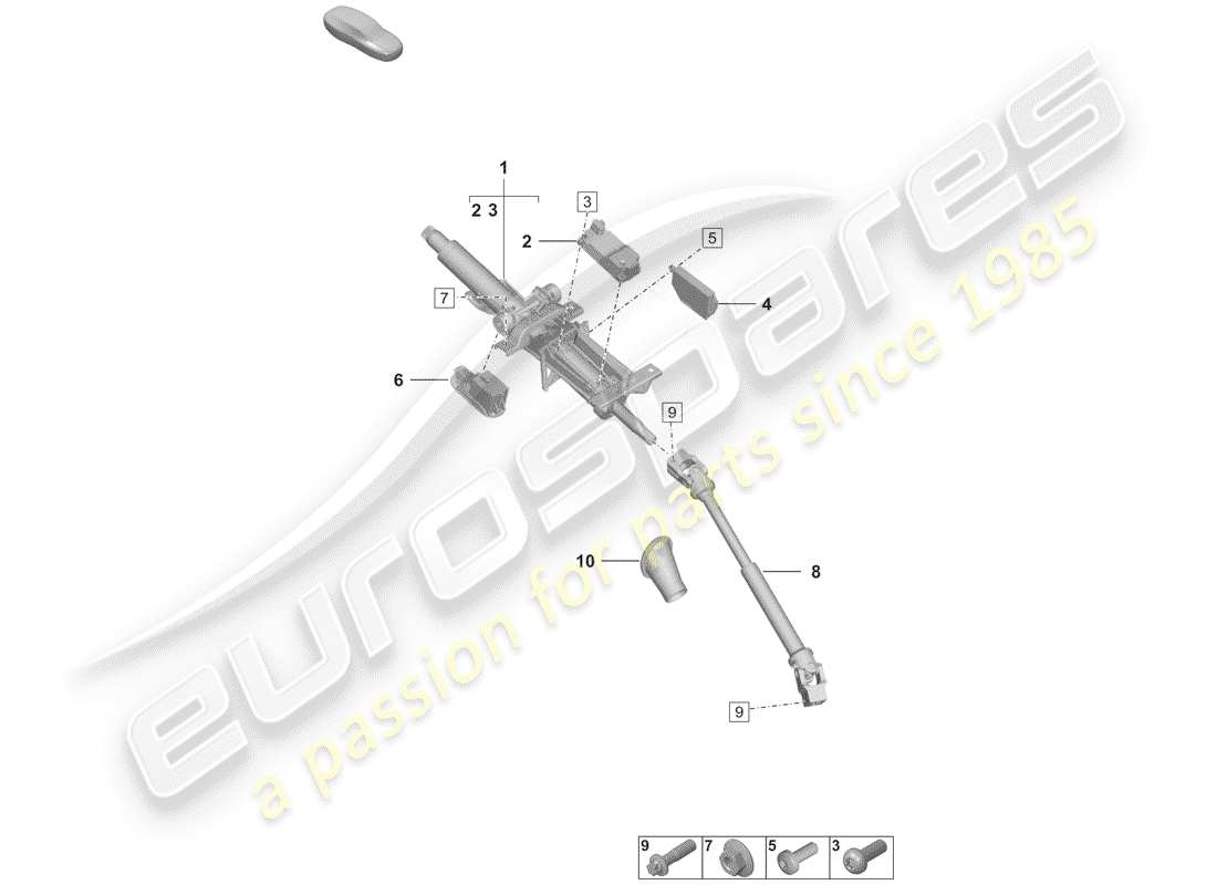 porsche 2020 (992-1) steering column parts diagram