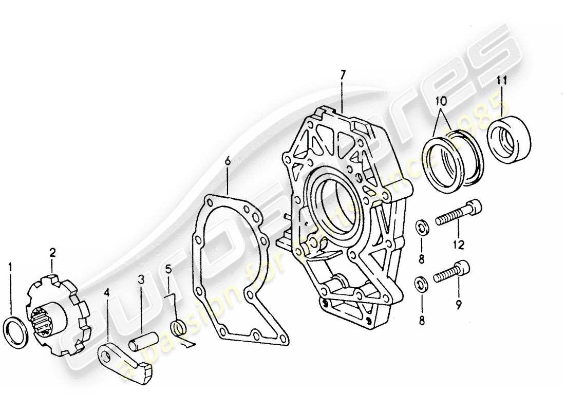 porsche 1995 (928) automatic transmission - intermediate plate - parking lock parts diagram