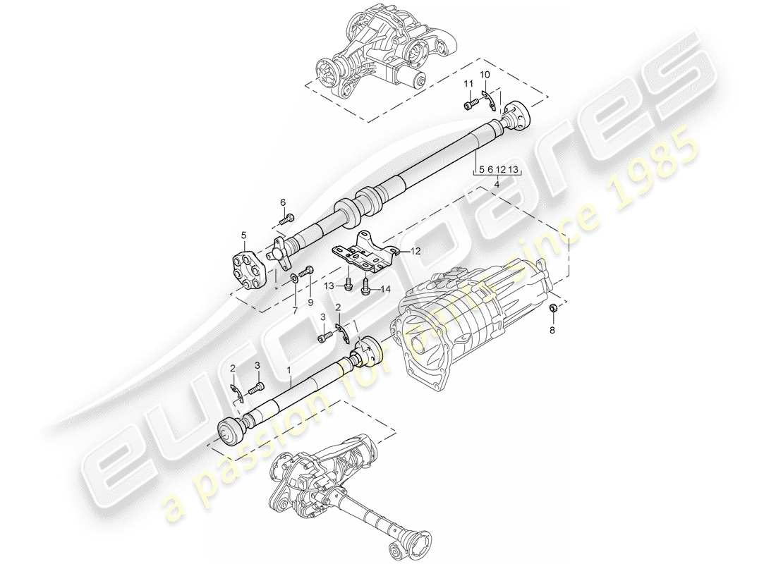 porsche 2004 (cayenne e1 9pa) cardan shaft parts diagram
