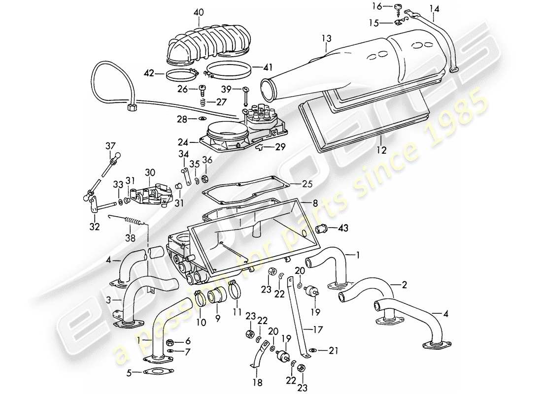 porsche 1971 (911) injection system - with: - air cleaner - and - mixture control unit - d - mj 1972>> part diagram