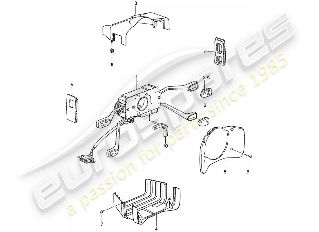 porsche 1997 (993) steering column switch part diagram