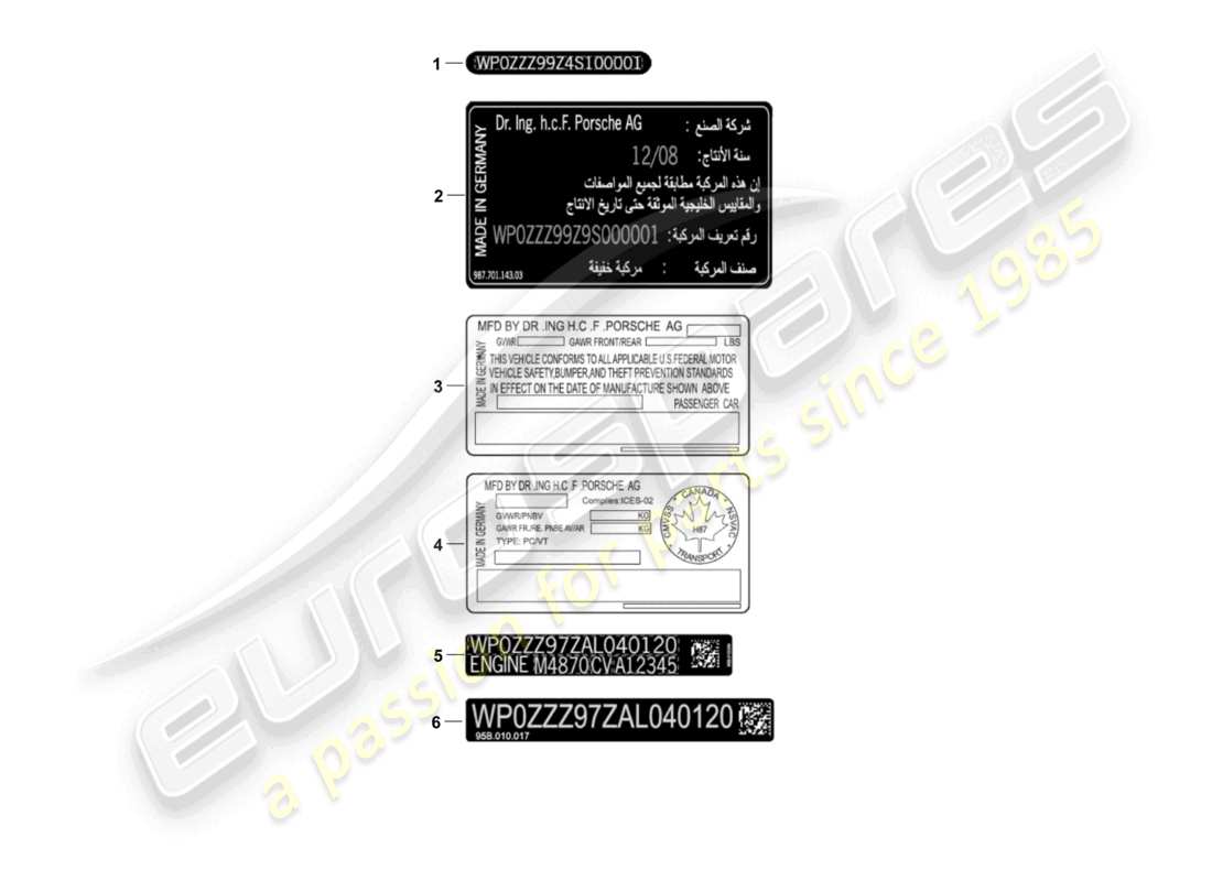 porsche 2014 (panamera 970) signs/notices part diagram