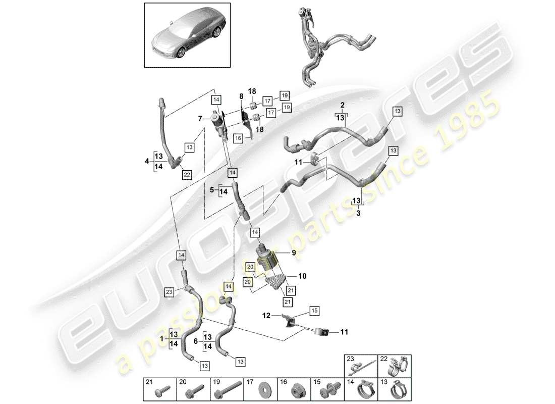 porsche 2017 (panamera 971-1) heater petrol with: auxiliary heater part diagram