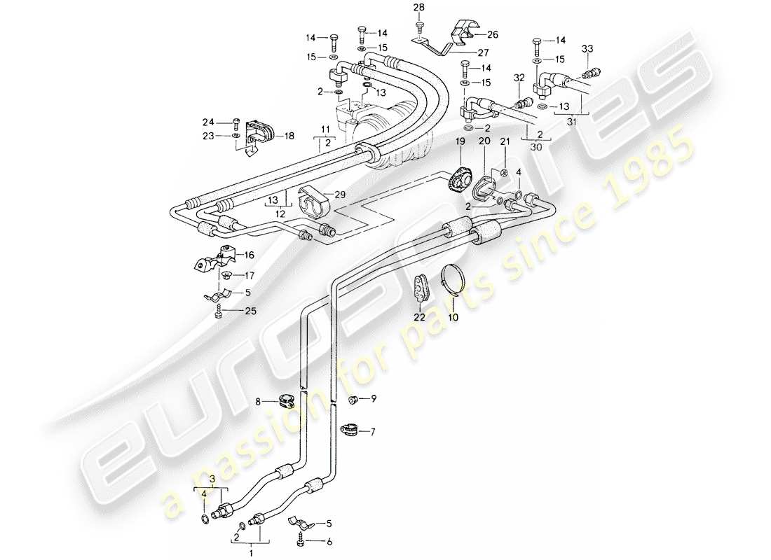 porsche 1989 (964) refrigerant circuit parts diagram