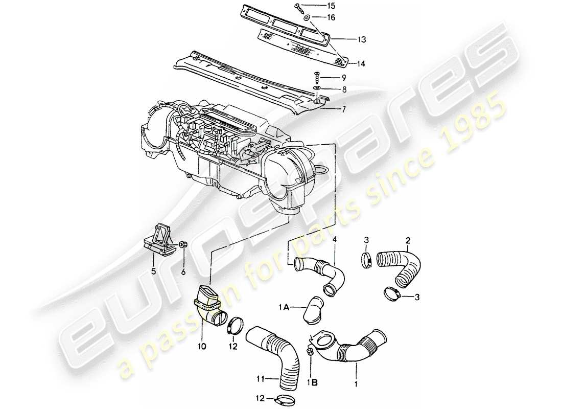 porsche 1992 (964) ventilation - heating system 1 parts diagram