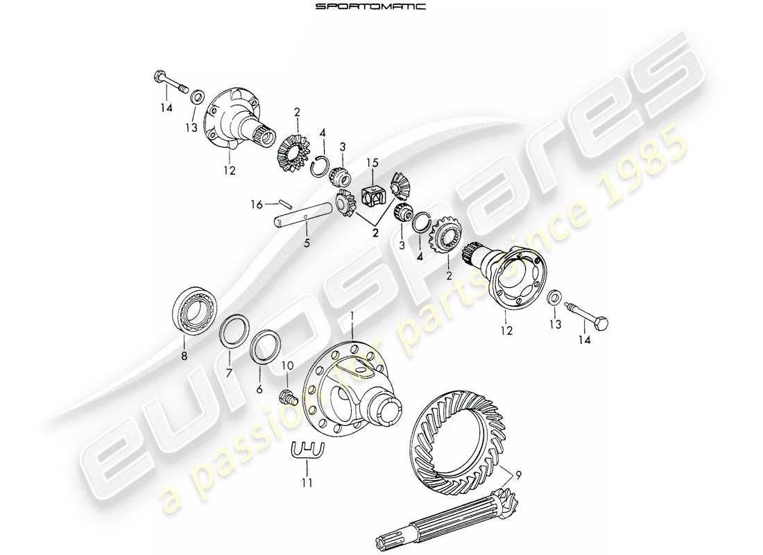 porsche 1972 (911) differential - for - sportomatic - typ 905 part diagram