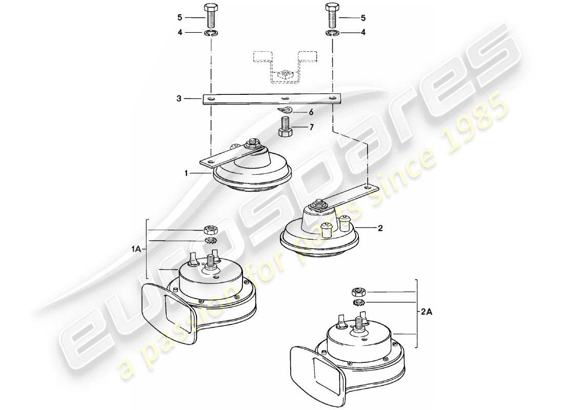 porsche 1984 (924) horn part diagram