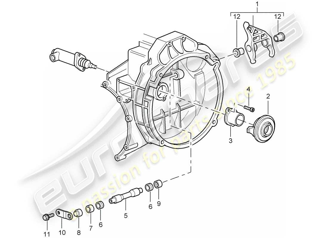 porsche 2007 (997-1 gt3) clutch release parts diagram