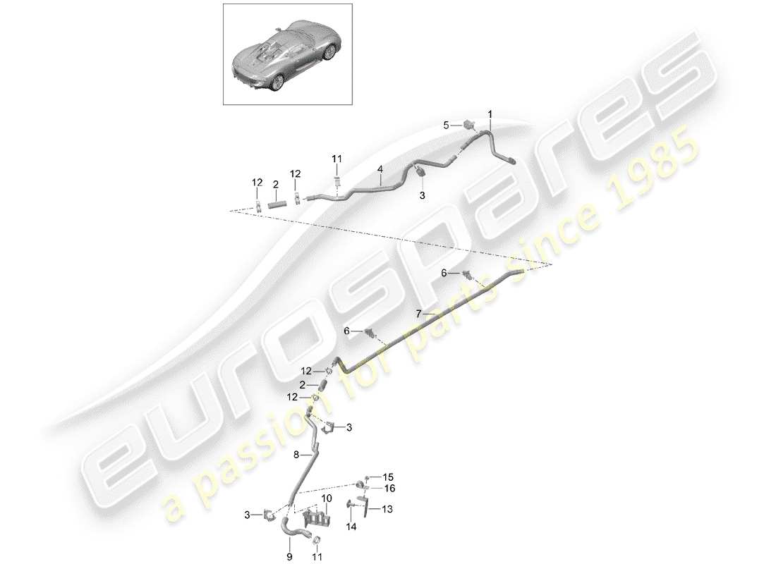 porsche 2015 (918 spyder) heater pipeline parts diagram