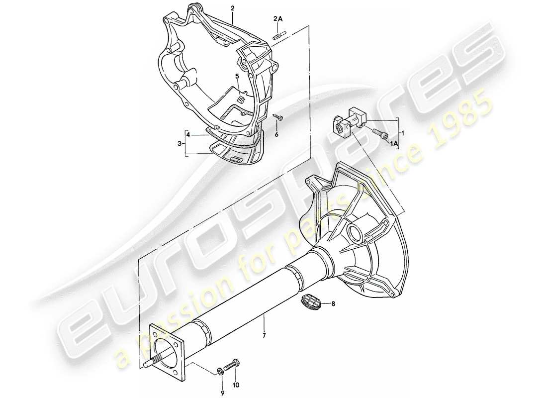 porsche 1982 (924) central tube - manual gearbox - vq vr uv md me mf part diagram