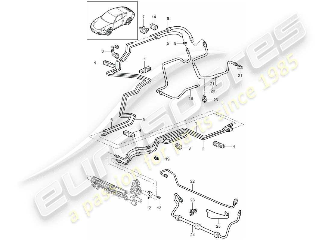 porsche 2009 (997-2) power steering parts diagram