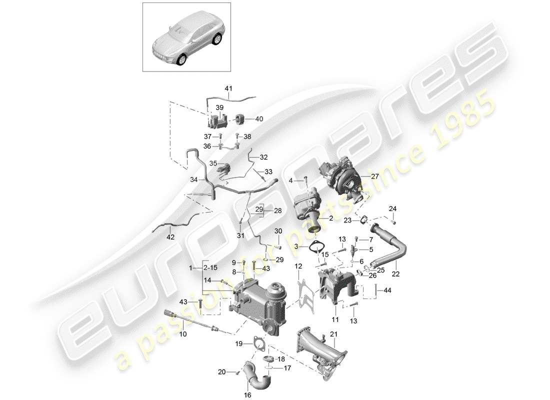 porsche 2015 (macan) exhaust gas recirculation vacuum system part diagram