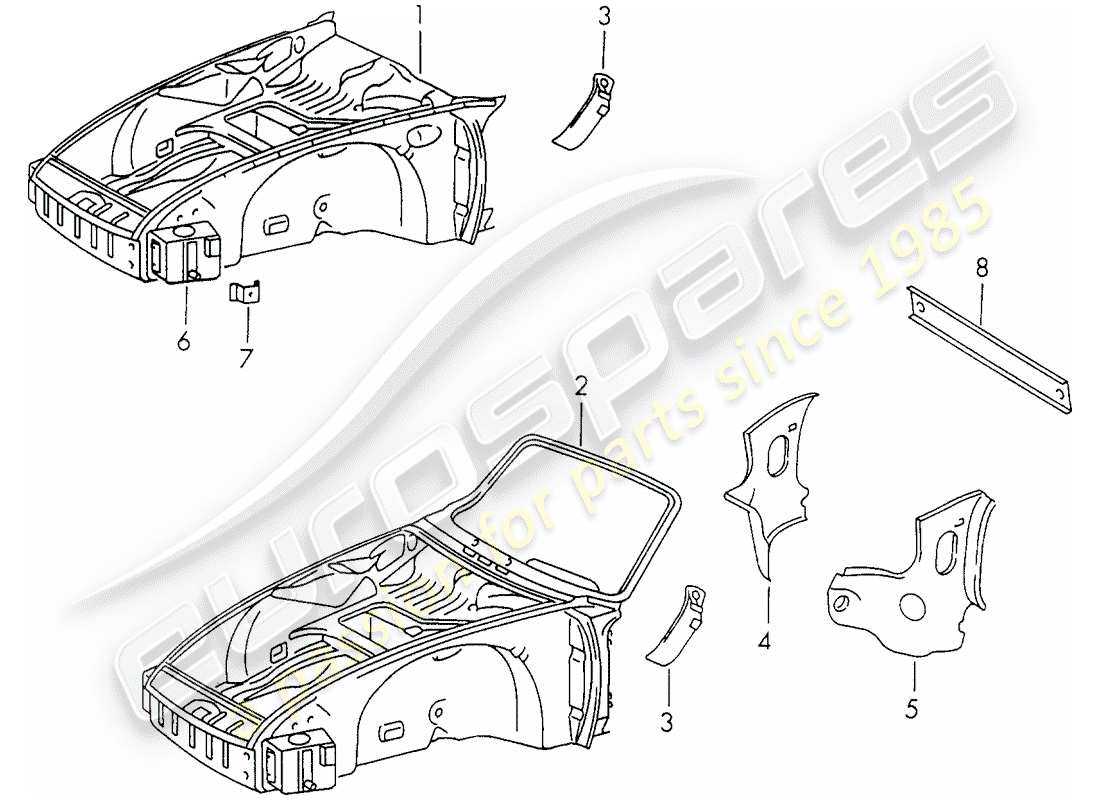 porsche 1971 (911) front end part diagram