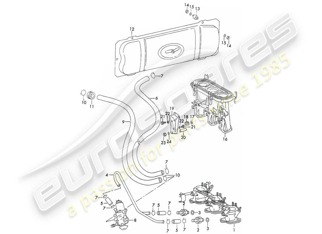 porsche 911 (1971) vacuum system - for - clutch release - injection system - for - sportomatic - d - mj 1972>> part diagram