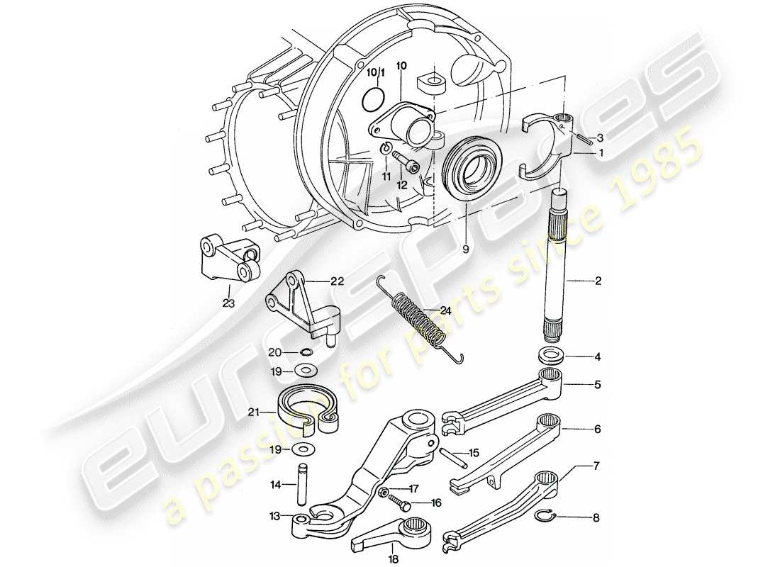 porsche 1975 (911) clutch release part diagram