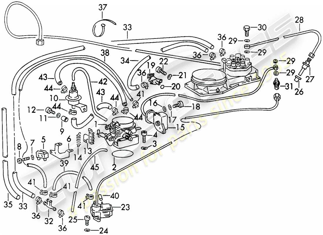 porsche 911 (1971) injection system - with: - fuel line - valves - flap-nozzle - and - warm-up valve - d - mj 1972>> part diagram