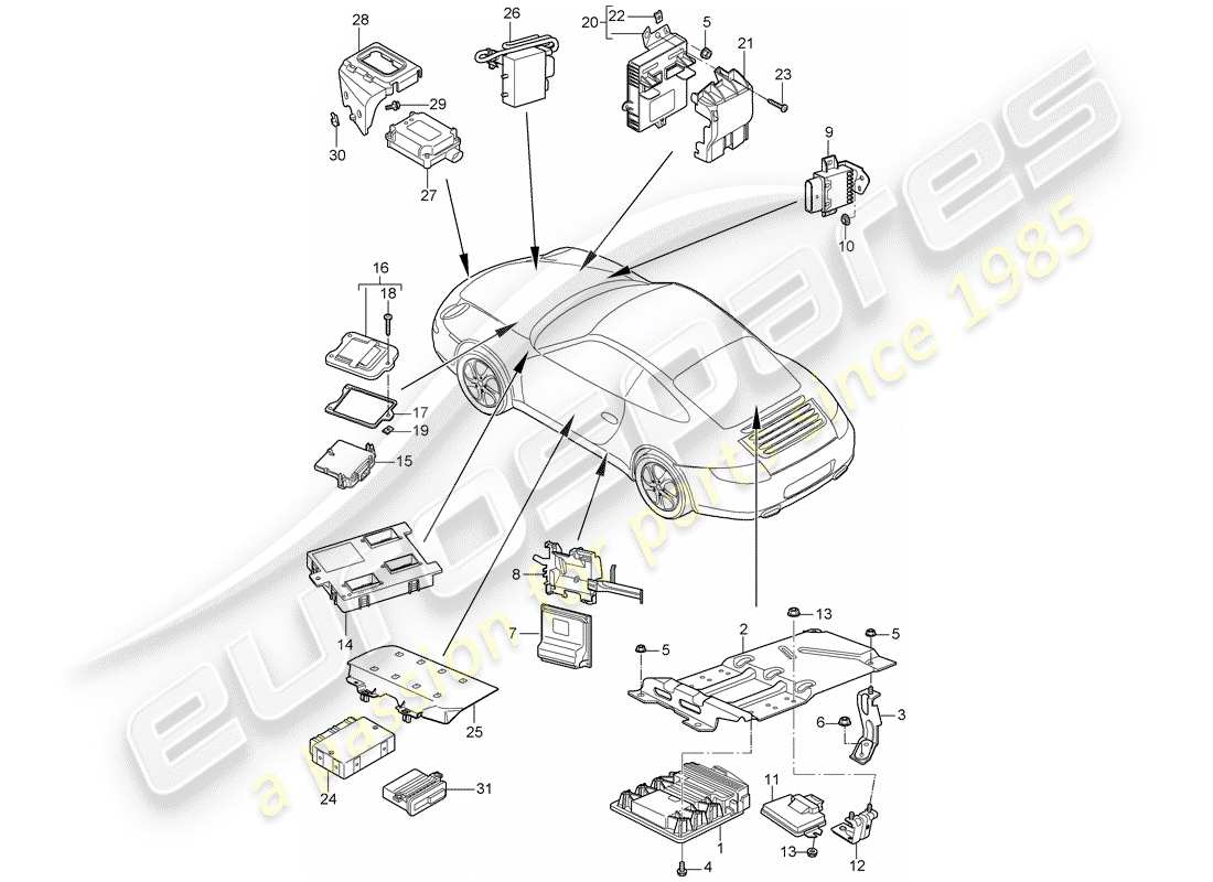 porsche 2010 (997-2) control units parts diagram