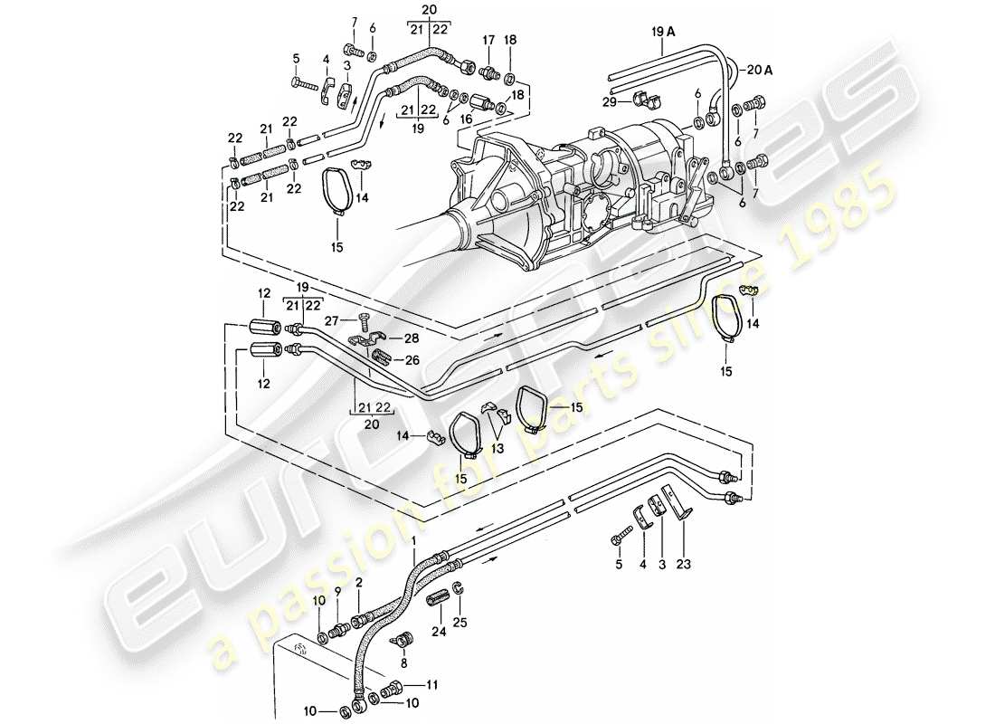 porsche 1987 (944) oil cooling - automatic transmission parts diagram
