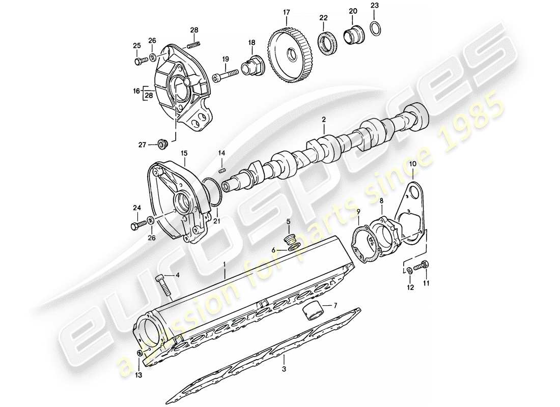 porsche 1987 (944) camshaft housing - - camshaft parts diagram