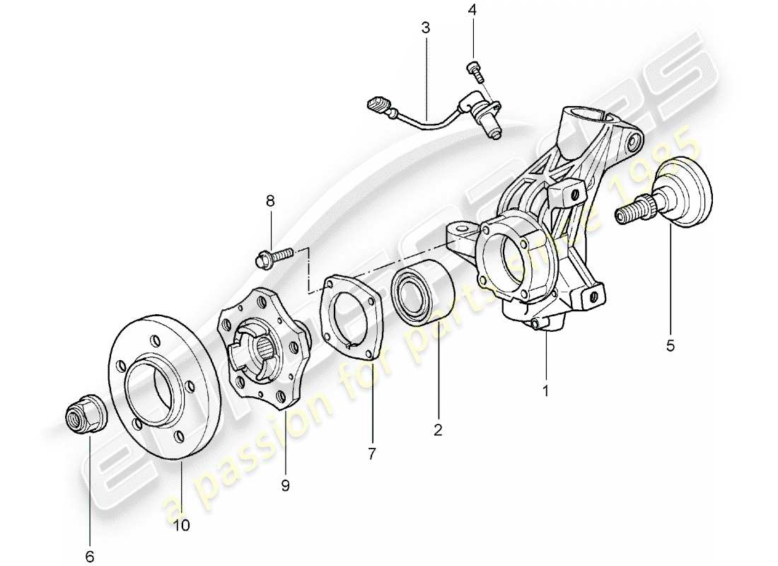 porsche 2008 (997-1) wheel carrier parts diagram