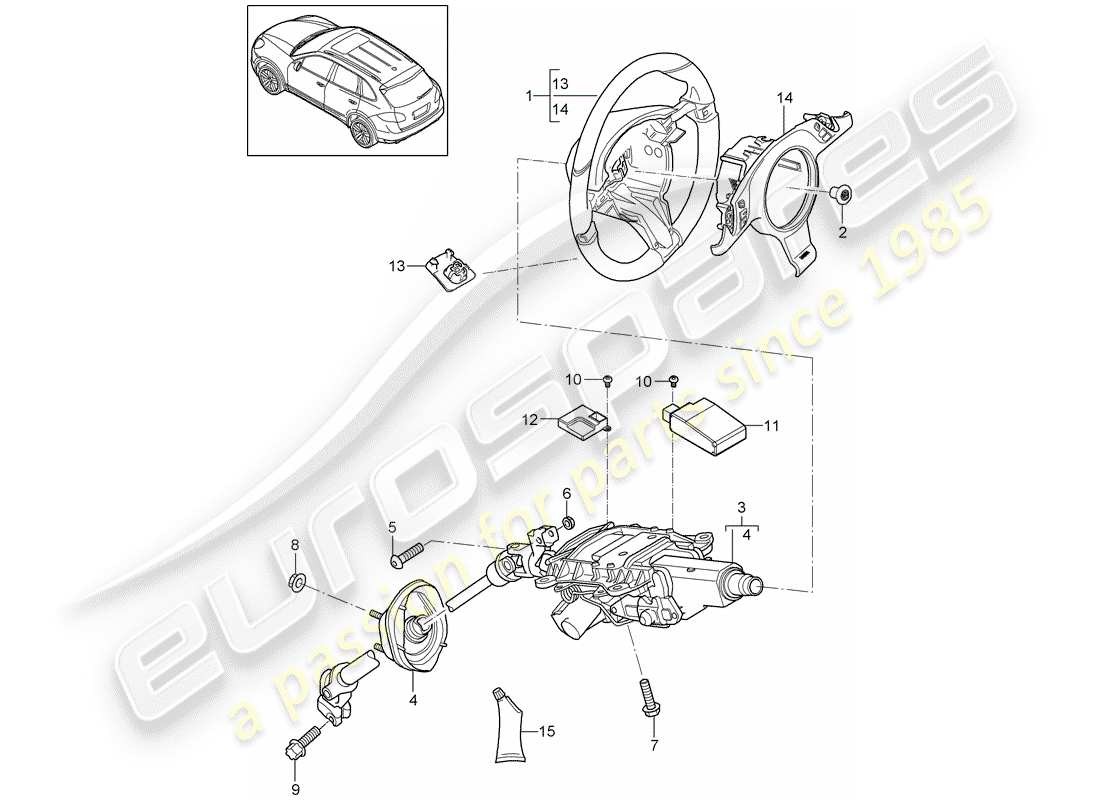 porsche 2012 (cayenne e2 92a) steering wheel steering column intermediate steering shaft d >>- mj 2014 part diagram