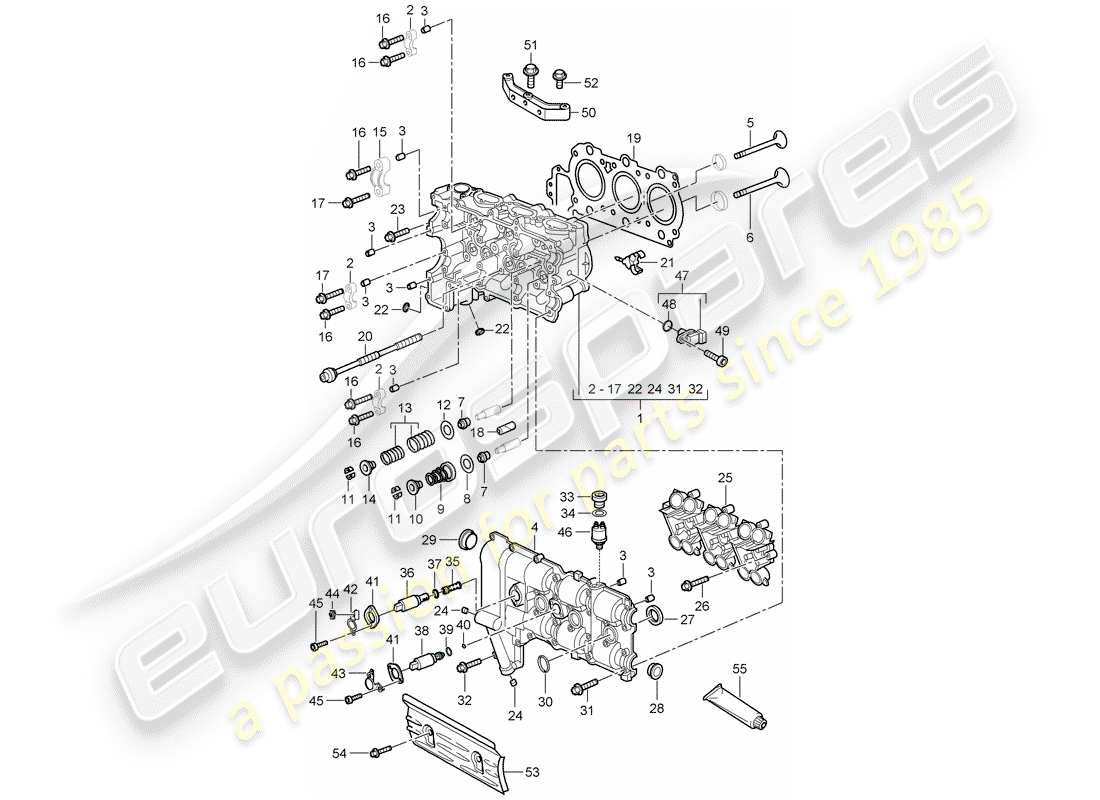 porsche 2008 (997-1) cylinder head parts diagram