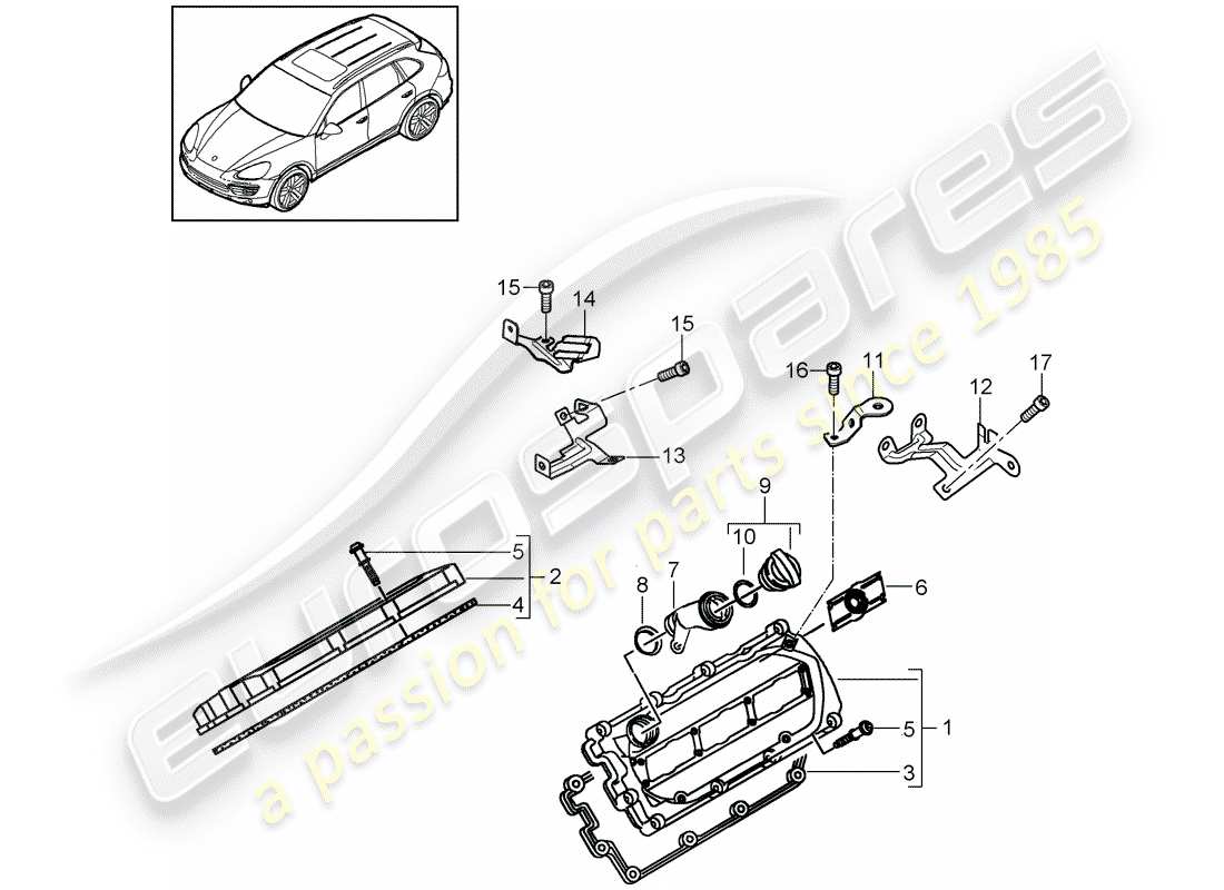porsche 2017 (cayenne e2 92a) valve cover part diagram