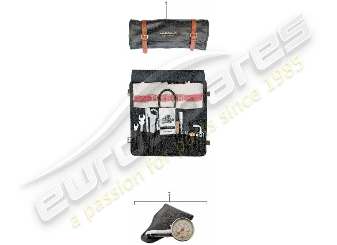 porsche classic accessories (2008) tool bag with tools parts diagram
