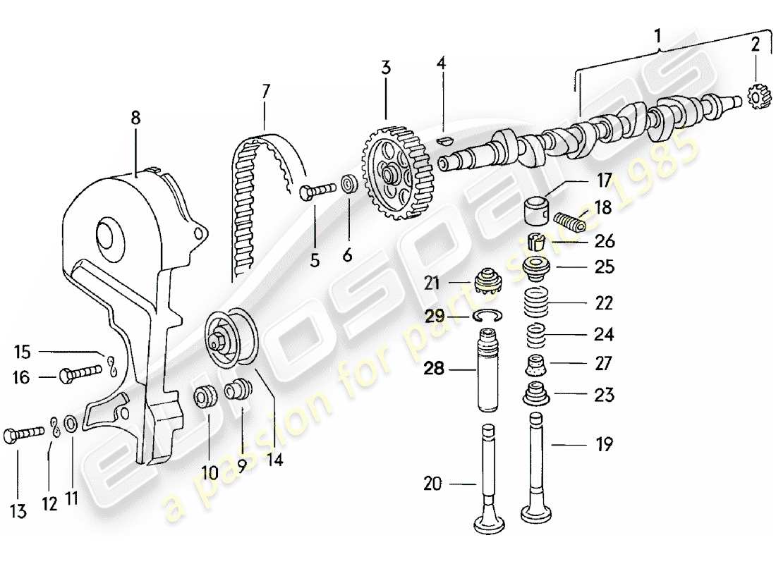 porsche 1984 (924) camshaft - valves part diagram
