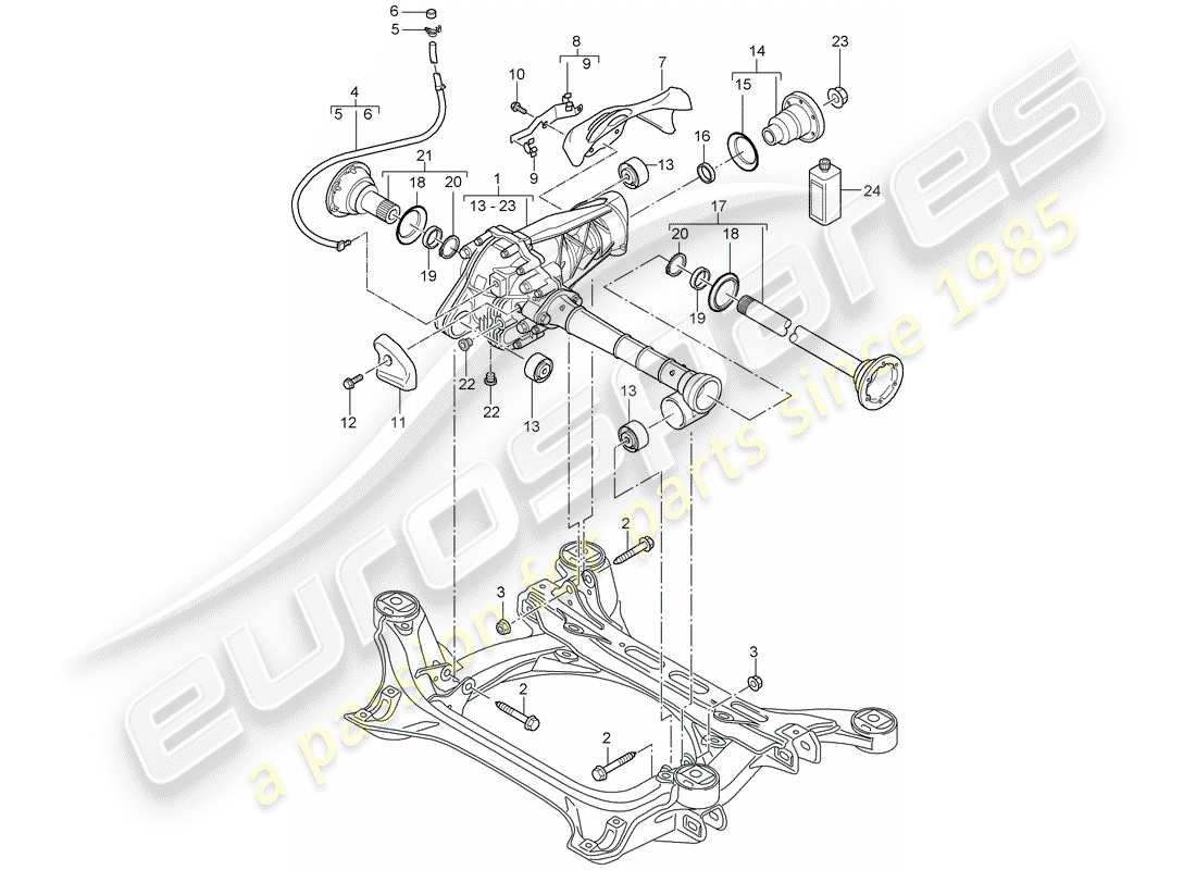 porsche 2004 (cayenne e1 9pa) front axle differential ready for installation parts diagram