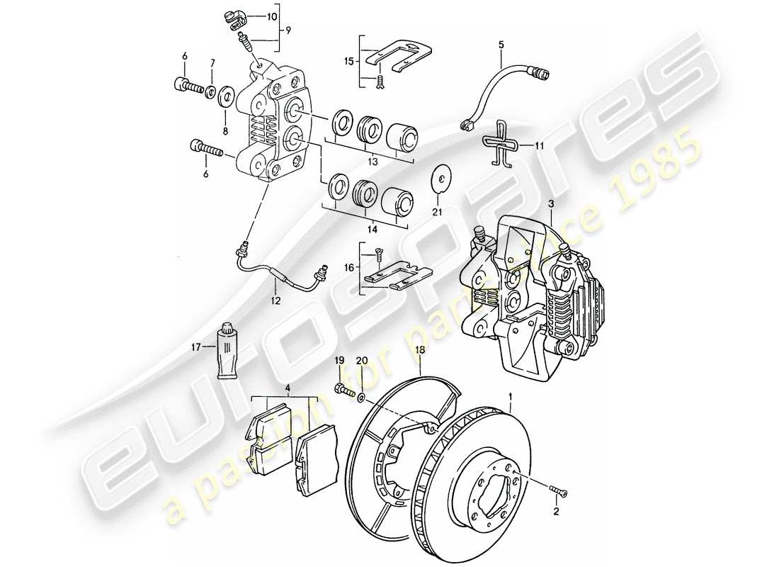 porsche 1987 (944) disc brakes - rear axle parts diagram