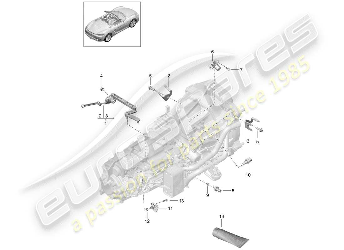 porsche 2018 (718 boxster) manual gearbox individual parts sensor module parts diagram