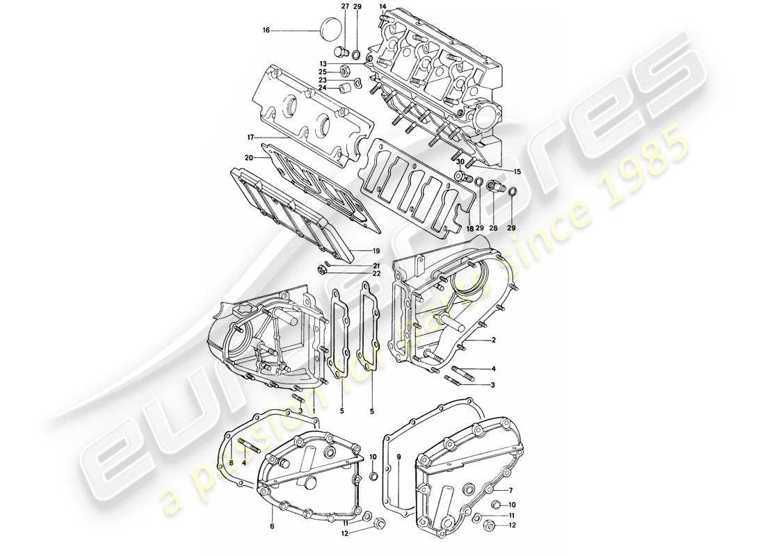 porsche 1973 (914) chain case - camshaft housing part diagram