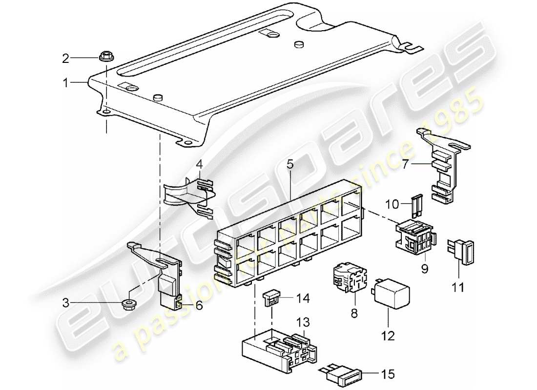 porsche 2008 (997-1) fuse box/relay plate parts diagram