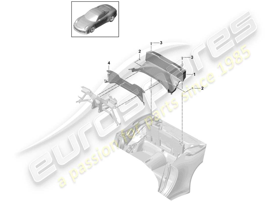 porsche 2015 (991-1 r/gt3/rs) tray convertible top part diagram