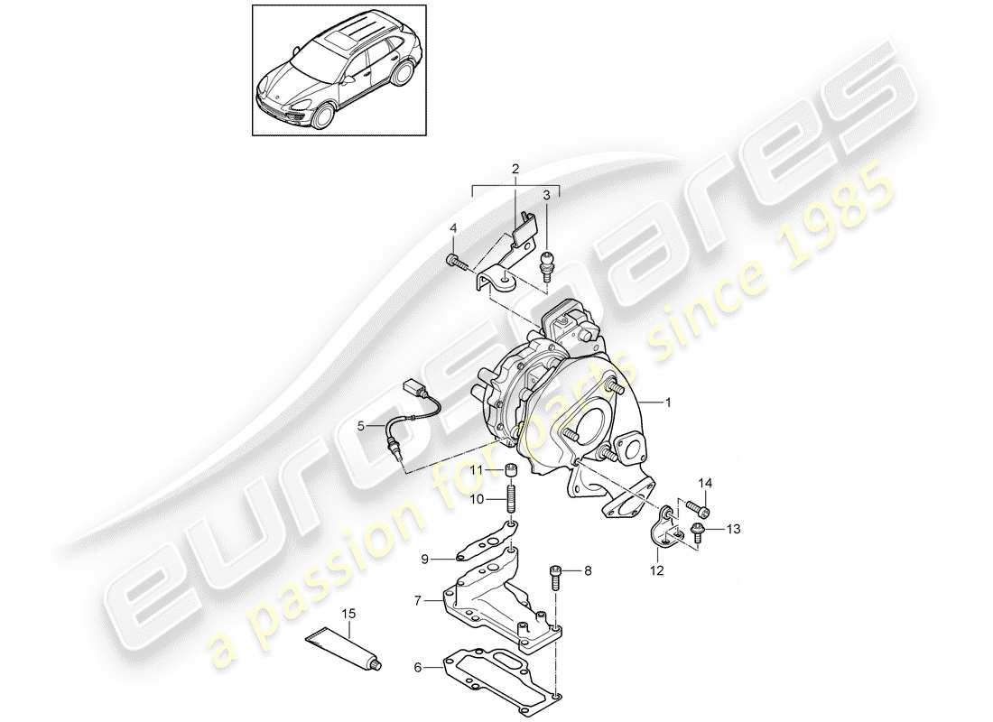 porsche 2014 (cayenne e2 92a) exhaust gas turbocharger part diagram