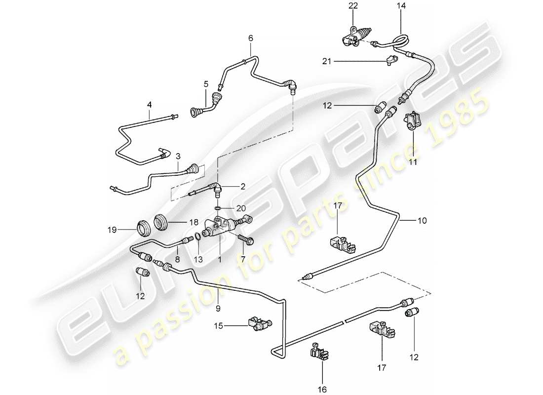 porsche 997 (2007) hydraulic clutch parts diagram