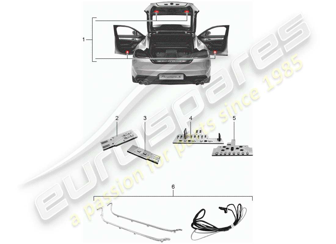 porsche 2010 (tequipment panamera) led module parts diagram