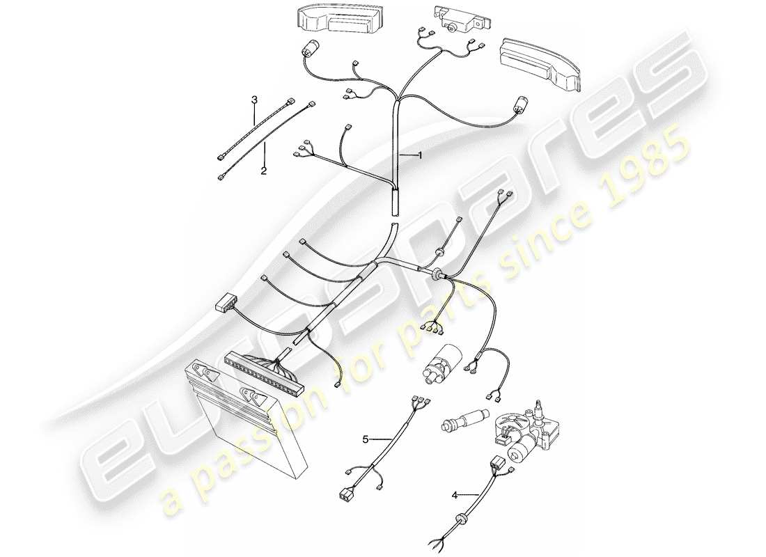 porsche 1977 (924) wiring harnesses - rear end parts diagram