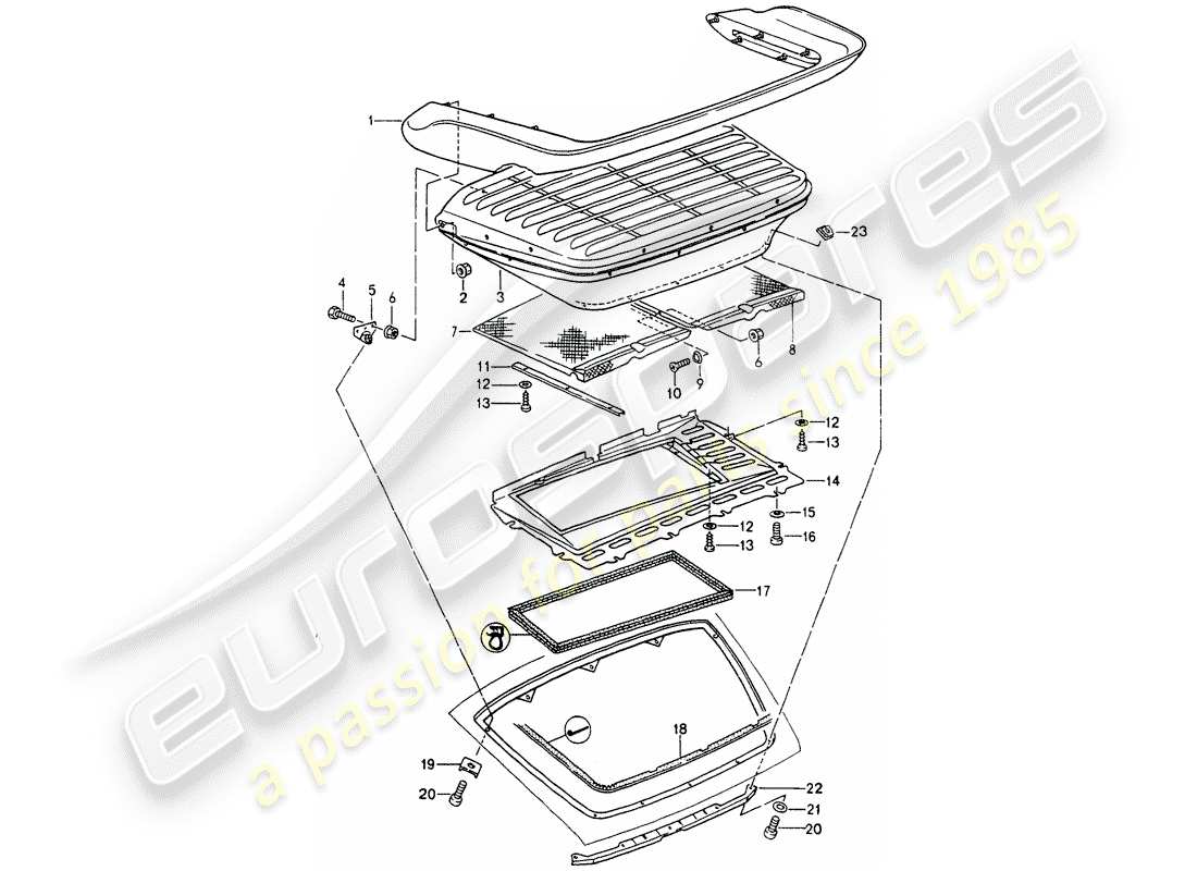 porsche 1991 (964) rear spoiler parts diagram