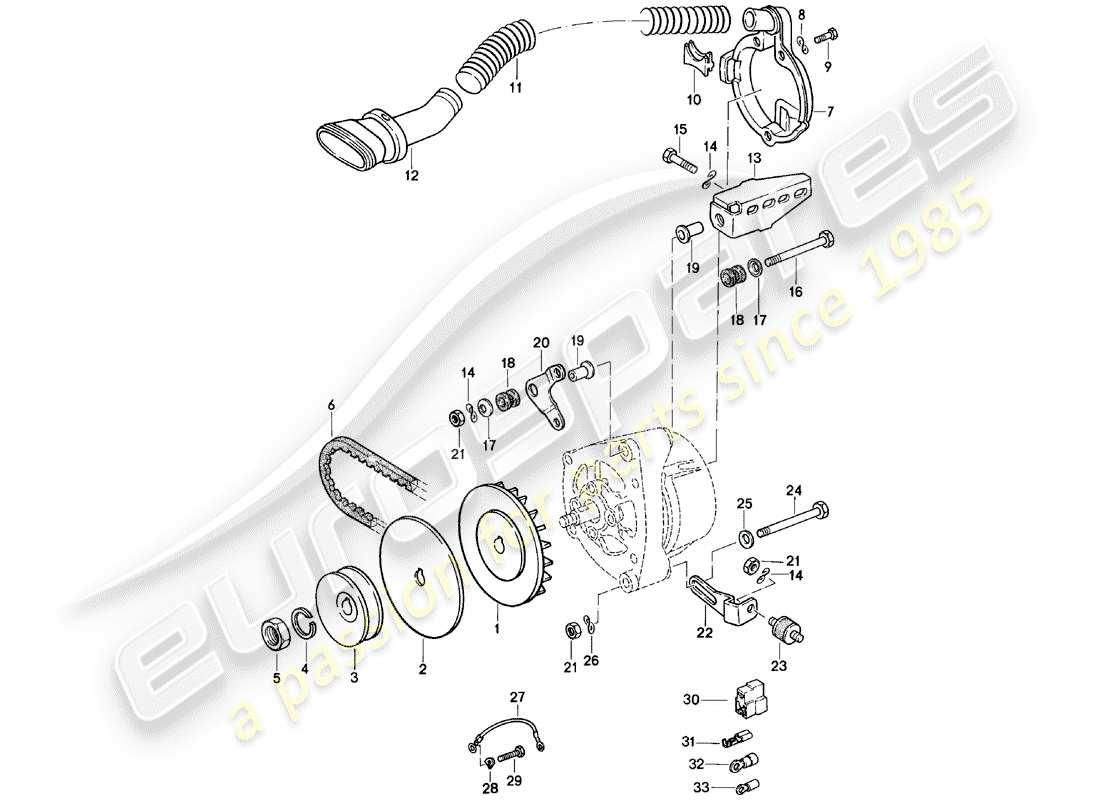 porsche 1981 (924) fasteners - alternator part diagram
