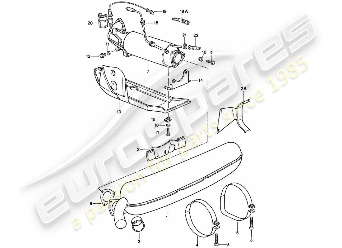 porsche 1986 (911) exhaust system part diagram