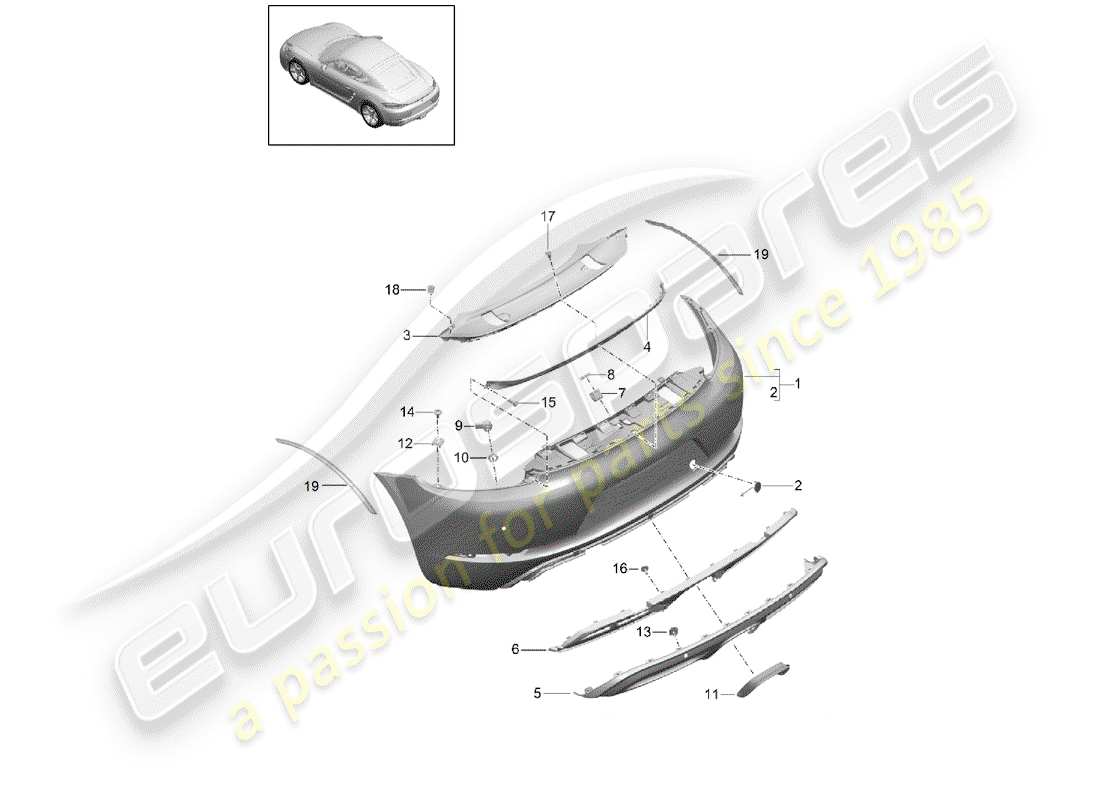 porsche 2018 (718 cayman) bumper rear part diagram