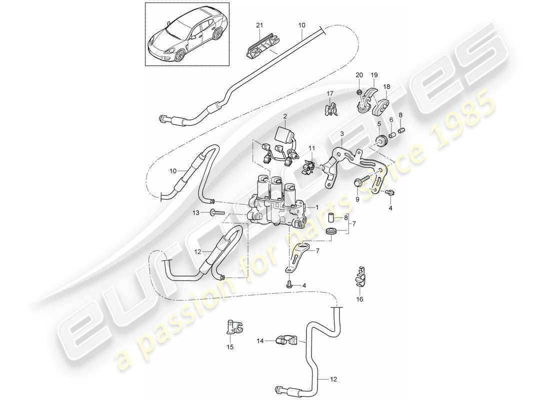 porsche 2011 (panamera 970) anti-roll bar valve block junction pressure line d >>- mj 2013 part diagram