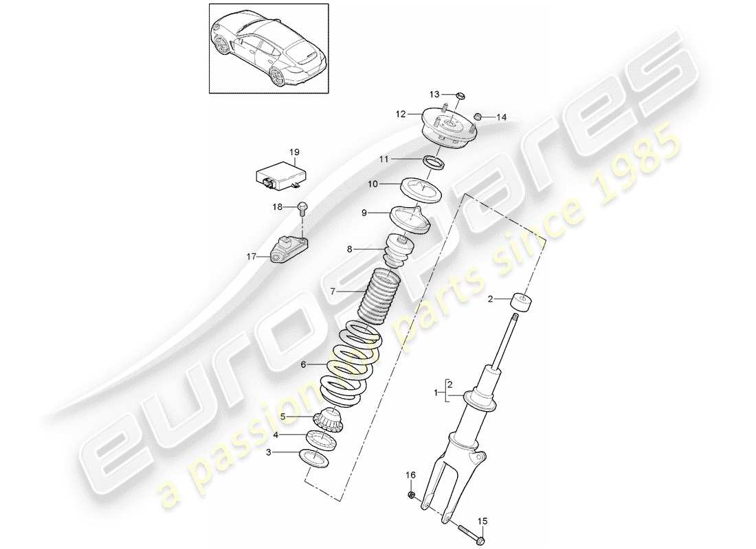 porsche 2013 (panamera 970) suspension suspension strut, complete part diagram