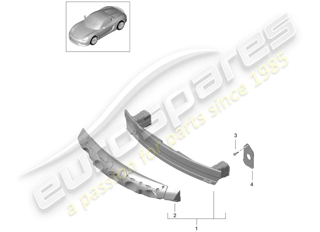 porsche 2016 (981 boxster spyder) bumper carrier front parts diagram