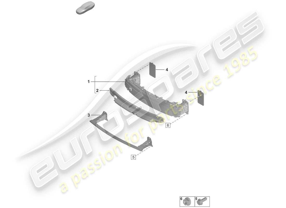 porsche 2020 (992-1) bumper carrier front parts diagram